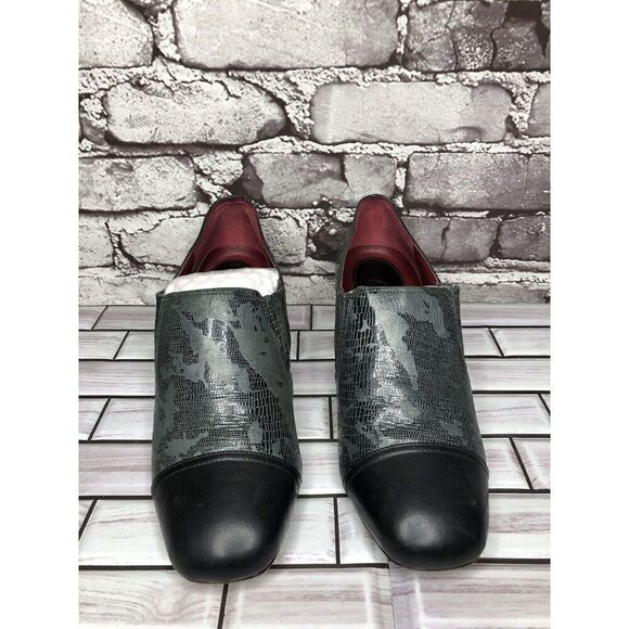 Oh! Healthy Heels Blue Gray Leather Croc Print Ankle Heel Booties Women Sz 39EU - Picture 9 of 16